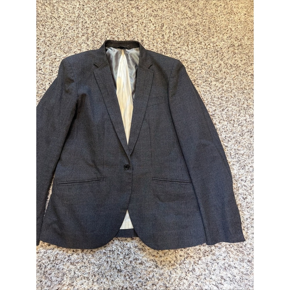 Armani Exchange Jacket Mens 40R Cotton Gray Plaid Sport Coat Blazer Single Vent‎